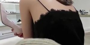 Brunette chick butt exposed