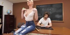 Busty schoolgirl enjoys teacher's huge dick in her cunt