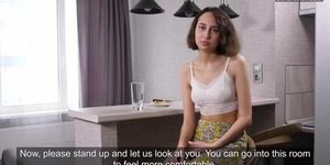 Teen Russian virgin shows her hymen while masturbating