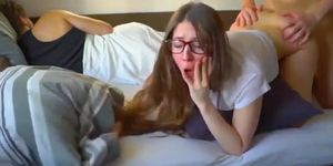 Young German slut fucks a guy while her BF's sleeping