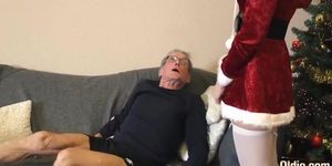 Snow Maiden jumps on old man's dick on Christmas