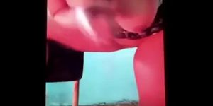 Chesty Arab MILF rides cucumber being alone at home