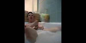Twink jerking off in bathtub