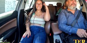 Bruna Paz shows her all natural body and giant breasts on the streets in the car - Ma Santos Oficial