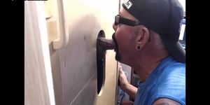 Cocksucking DILF blows cock in gloryhole n gets mouthjizzed