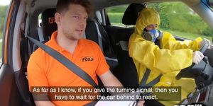 Masked N Uniformed Girl Car Fucked Outdoor By Driving Tutor