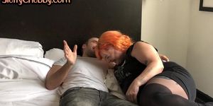 FULL PORN NETWORK - Coloredhair BBW likes deepthroating her BFs hard dick