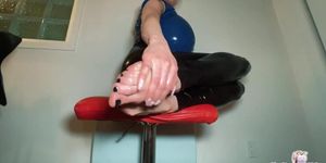 Stepmother In Latex Fetish Footjob With Cum On Toes