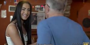 Old Owner Of The Bar Seduces Son'S Brunette Girlfriend