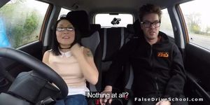 Asian teen fucking with instructor in the car