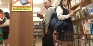 Nasty Old Dude and Japanese Schoolgirl In A Library