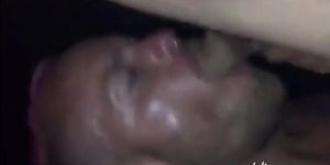 Sucking cum out of a tourist daddy in darkroom