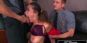 Bossy Bitch Ashley Adams Pounded By Two Security Guards