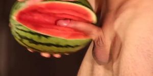 water melon cum - fucking a melon and cumming