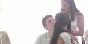 Threesome Fuck With Luscious Lipped Teen Girls