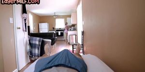 EAGER MILF - POV amateur busty MILF gets fucked by hubby after sucking