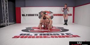 ULTIMATE SURRENDER - Lez busty MILF wrestlers enjoy pussyfingering round