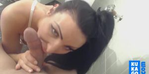 Amazing girl Fuck in bathroom suck and swallow a load of cum