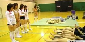 Subtitled Japanese volleyball group oral sex practice