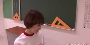 Naughty asian teen gives hot blowjob to her angry teacher