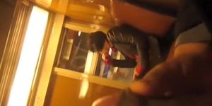 Public masturbation on the train across from a girl