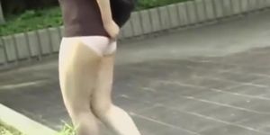 Plump dreamy girl loses her bottom part when some sharking fella snatches it