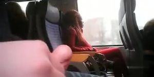 Train wanking while staring at a black woman