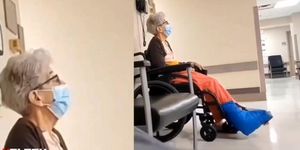 Granny watches jerking off
