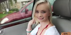 Skinny Blonde Teen Sucks Stiff Cock And Fucks In The Car