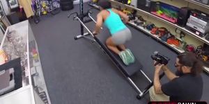 Ebony Muscular chick wants to sell her exercise equipment for cash