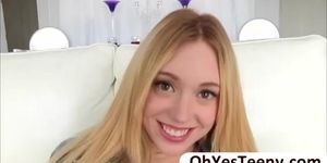 Blondie skinny teen Lucy Tyler gets banged by big cock and facialized