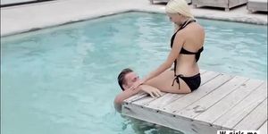 Horny Nancey makes love at poolside with her bf just for fun