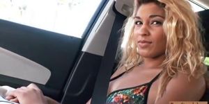 Blonde teen Valentina ripped in the car