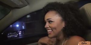 Gorgeous ebony chick Julie Kay gets picked up and fucked by a stranger