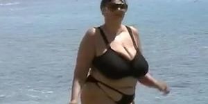 German PLUMPER-Granny with Fat-Knockers Outdoors