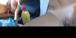 Two Horny Latinas in a Car with Lush in Pussy