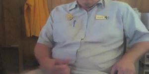 Security Guard Jerks Off  Cums at Work (amateur )