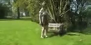 Sara upskirt in the garden