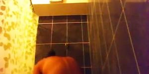 23 yo french gal with 34d breasts spied inwards the shower