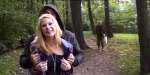 Blond gets nude and has romp in public