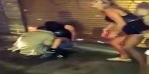 Drunk girl enjoys being hammered on the street