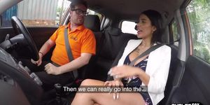 Busty driving student publicly dick riding instructor