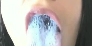 Latina mouth spit drooling