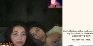 2 brunettes surprised by cum omegle