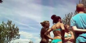 Teen girls in small bikinis