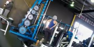 Strong girl caught by a gym voyeur
