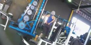 Sporty chick in the gym gets down bloused