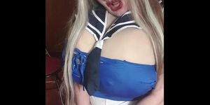 Susi is wearing a sailor outfit sucking giving a toy blowjob (SUCK YOUR)