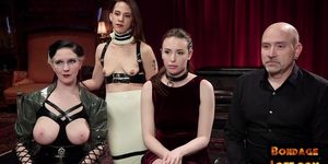 THE UPPER FLOOR - Useless BDSM babes whipped and toyed in public session