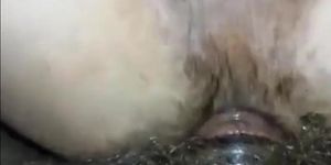 Close-up of my hairy cumhole being barefucked and bred